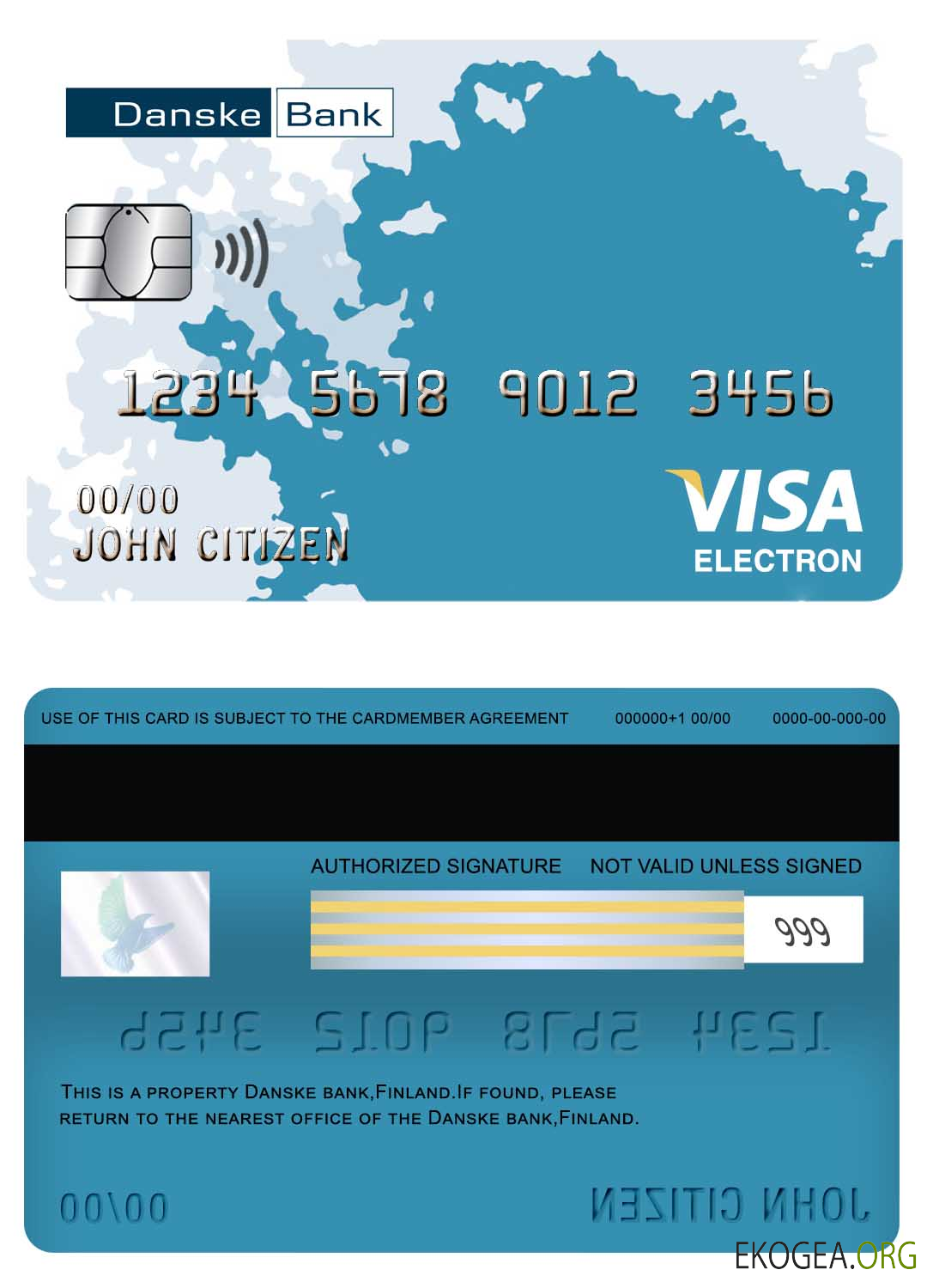 Carte électronique visa de la banque Danske de Finlande